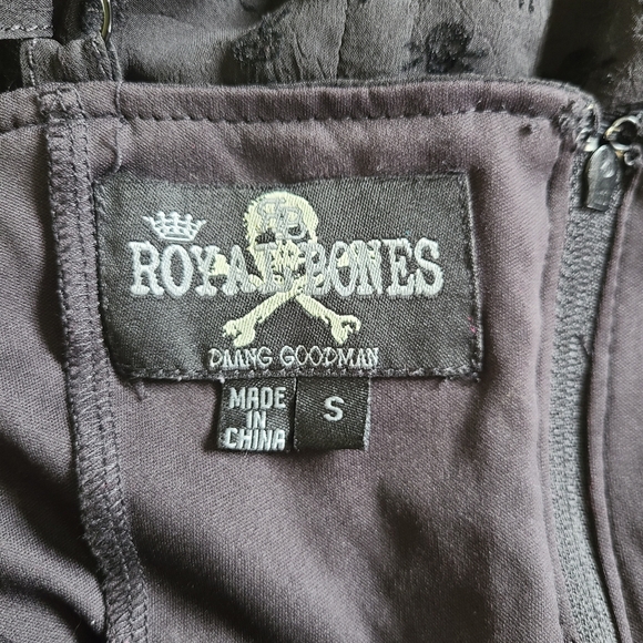 Y2K Royal Bones By Tripp Flocked Skull Mini Dress Size Sm ☠️ - Picture 9 of 11